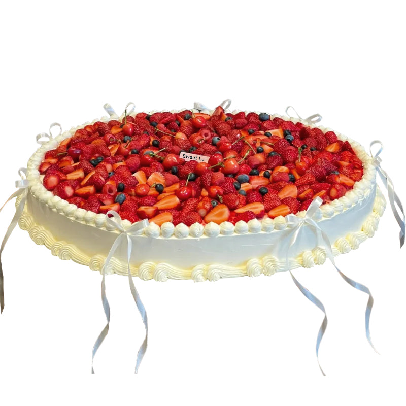 🎀 Round Multi-Fruit Table Cake with Ribbon