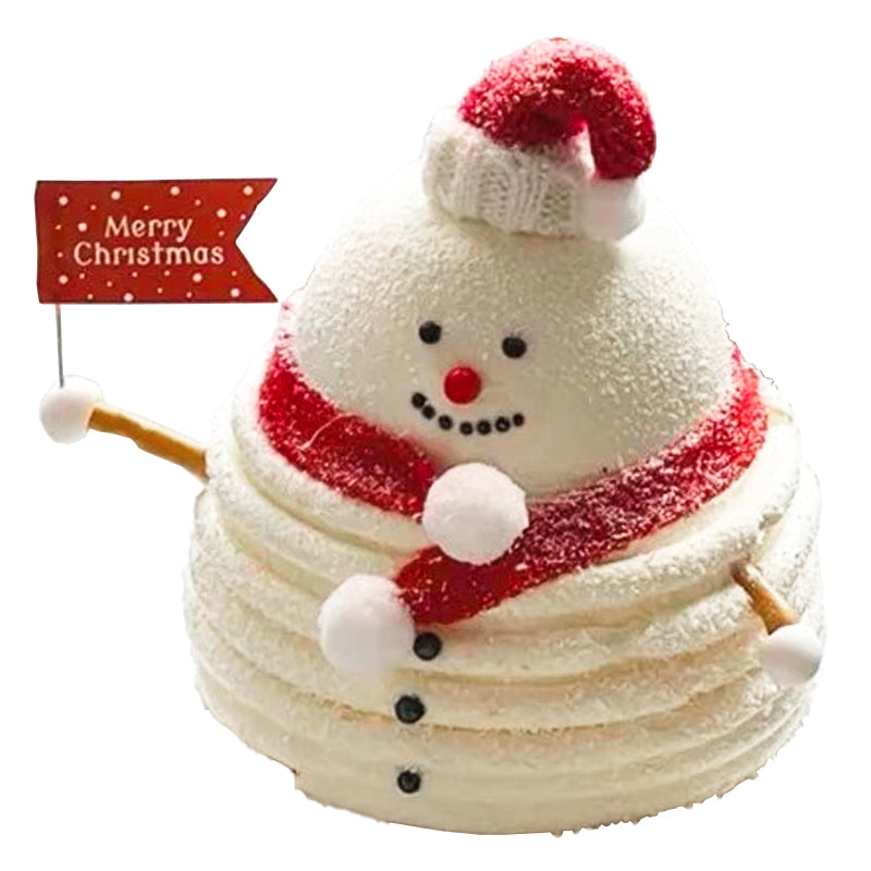 The snowman holding a flag